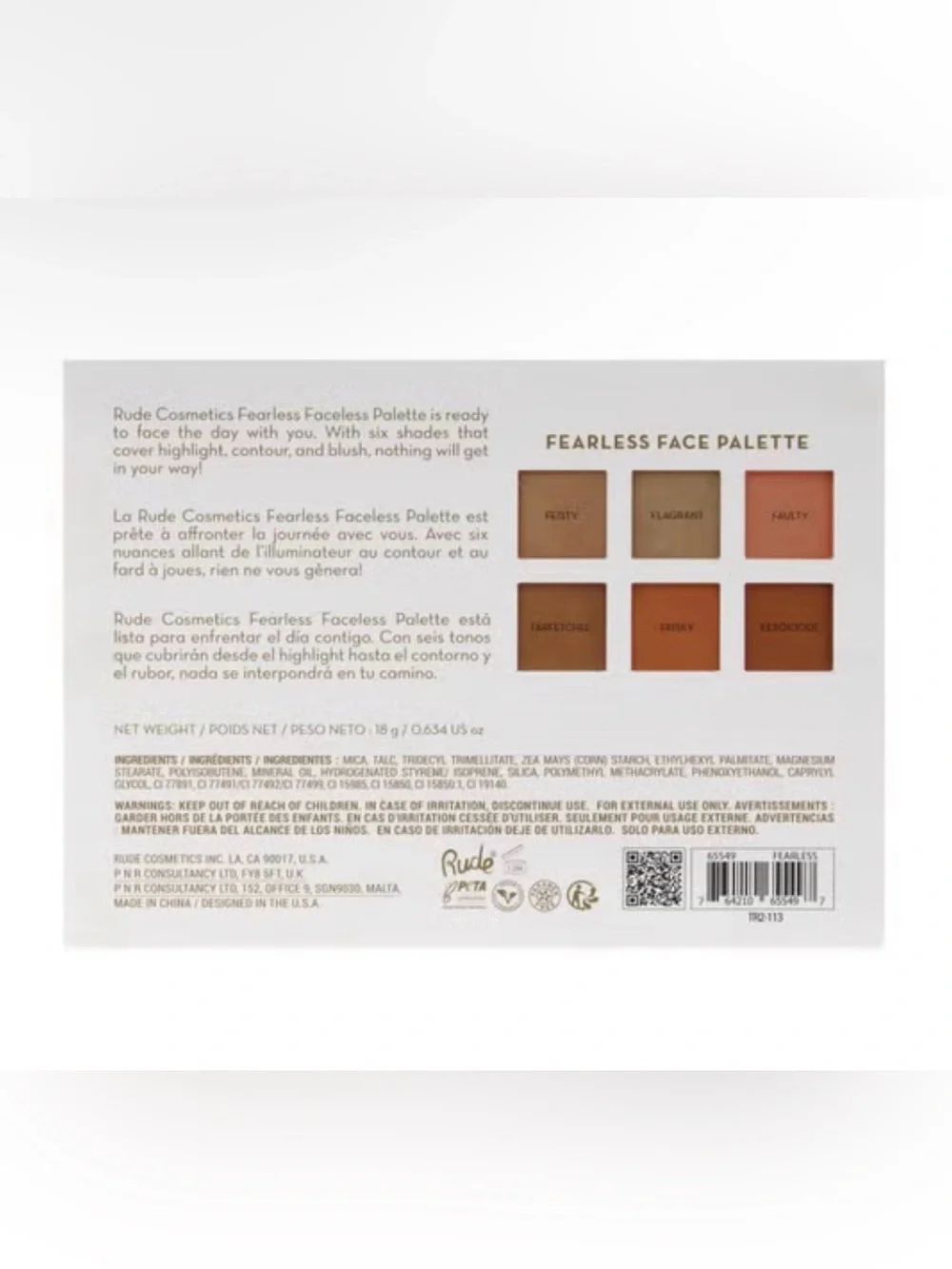 Rude Cosmetics Fearless Face Palette - NWT